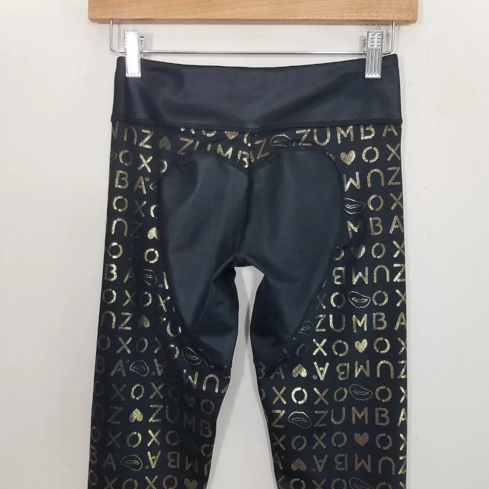 Zumba Fitness Crop Legging Black/Gold Size XS - Picture 4 of 6